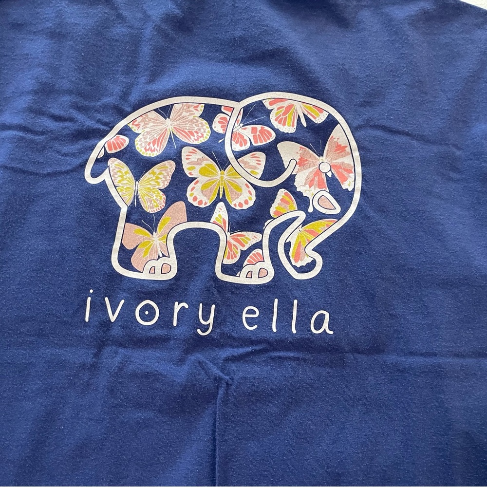 Ivory Ella Navy Tee with Elephant Logo